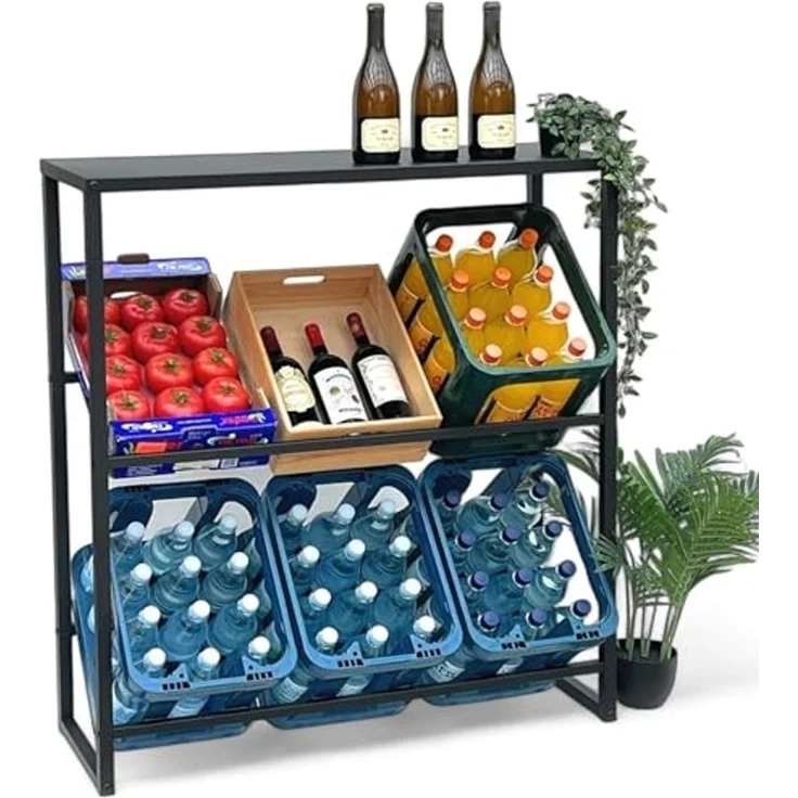 DanDiBo Getränkekistenregal 6 Kisten mit Ablage Metall Stabil 96435 100 cm Getränkekistenhalter Getränkekistenständer – Bild 1