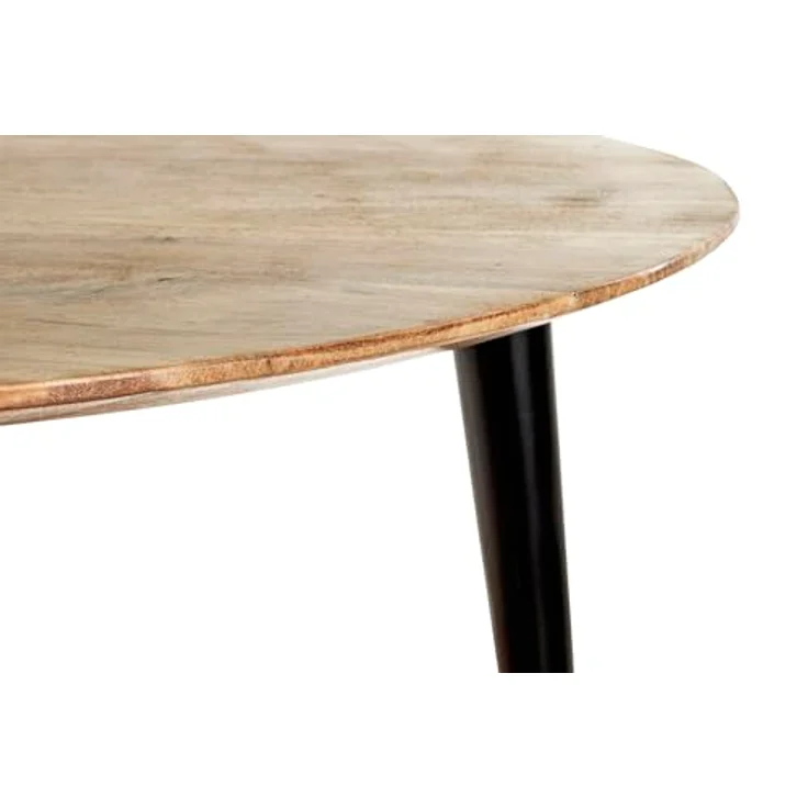 XXXL Beistelltisch, Schwarz, rund, Akazie massiv, Metall, 50x41x50 cm, einfacher Aufbau – Bild 5