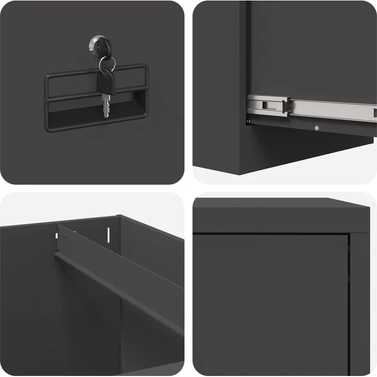 vidaXL Aktenschrank Schwarz 44 x 50 x 106,5 cm Kaltgewalzter Stahl 891598 – Bild 10