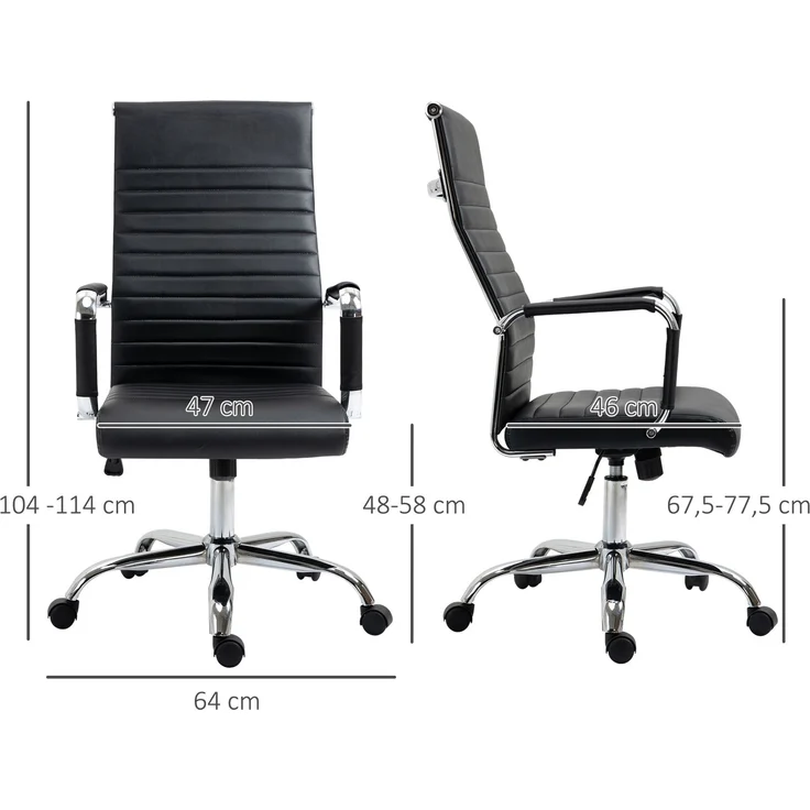 MELAYR, Drehbarer Schreibtischstuhl, Bürostuhl mit hoher Rückenlehne, drehbaren Rädern, 54 x 62 x 114 cm, Schwarz – Bild 5