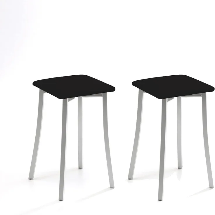 ASTIMESA Zwei Küchenhocker, Design: Kunstleder, Schwarz