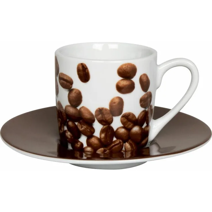 Könitz Espresso Tasse Coffee Beans, Espressotasse, Tasse mit Untertasse, Porzellan, Bunt, 85 ml, 11 5 053 2713