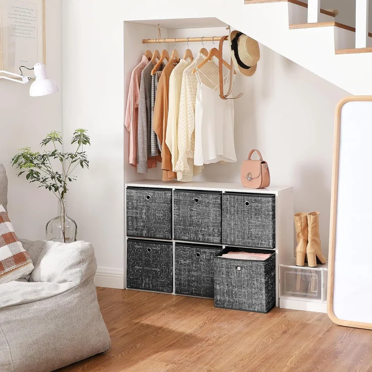 SONGMICS Aufbewahrungsbox mit Griff, 6er Set, Vliesstoff schwarz meliert, 30 x 30 x 30 – Bild 2