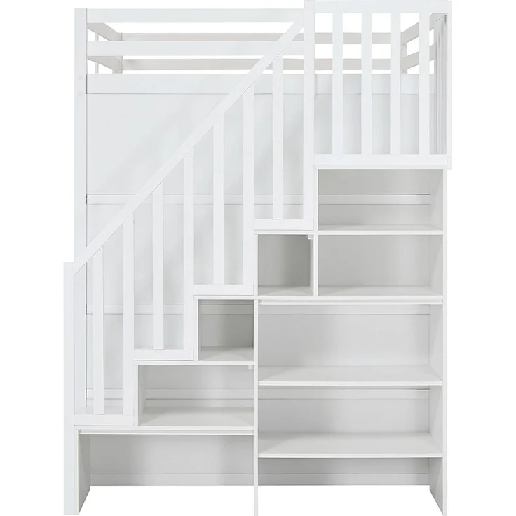 Vente-unique - Hochbett 140 x 190 cm - Kiefer und MDF - Weiß - MENIZI – Bild 5