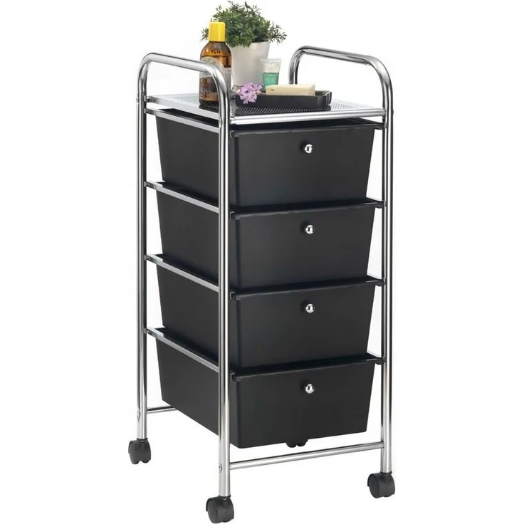 IDIMEX Beistellwagen GINA, Rollcontainer Friseurwagen Kosmetik Roll Badregal mit 4 Schubladen sch