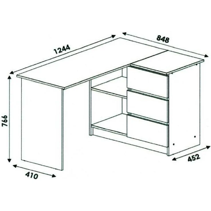 Shefa Line Eckschreibtisch L-Form Sonoma Eiche / Weiß - 125x85x77 cm – Bild 5