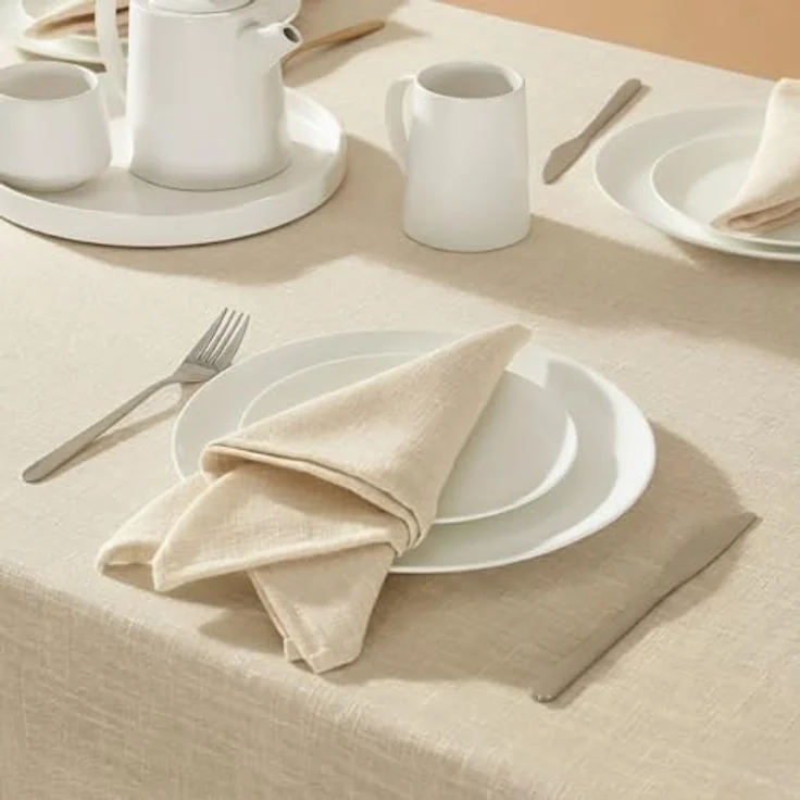 Laura Ashley Harper Luxuriöse Glatte Stoff-Tischdecke für formelle oder legere Abendessen, Urlaub, Bankett, Hochzeit oder Party, 152,4x213,4 cm, Gelb – Bild 5