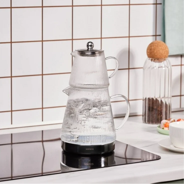 Karaca Teekanne Karaca Keops XL Borosilikat Glas-Teekannen-Set, 3L, Transparent, 3 l, (2-St) – Bild 1