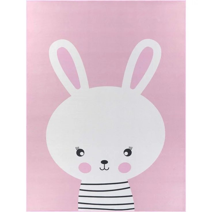 TaraCarpet Kinderteppich Fresh Kids Tiere, rechteckig, Höhe: 5 mm, Fresh Kids Tiere Hase Rosa Kinderzimmer Jugendzimmer 80x150 cm