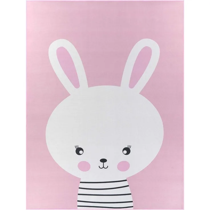 TaraCarpet Kinderteppich Fresh Kids Tiere, rechteckig, Höhe: 5 mm, Fresh Kids Tiere Hase Rosa Kinderzimmer Jugendzimmer 80x150 cm