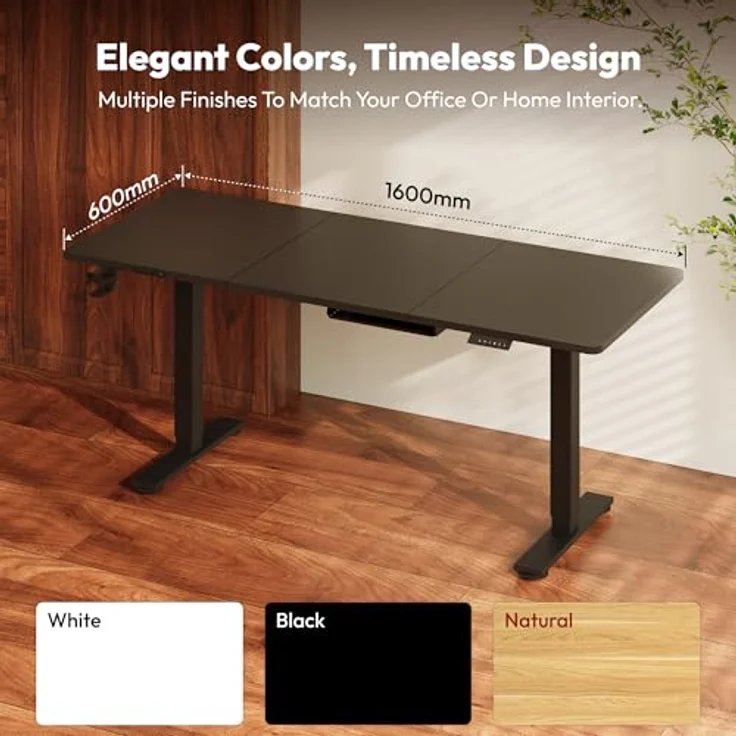 SANODESK Höhenverstellbarer Schreibtisch 160x60 cm mit Memory-Funktion, Elektrischer Steh-Sitz Tisch für Heimbüro, Ergonomischer Computertisch mit Modernem Design und Vierteiliger Tischplatte – Bild 8