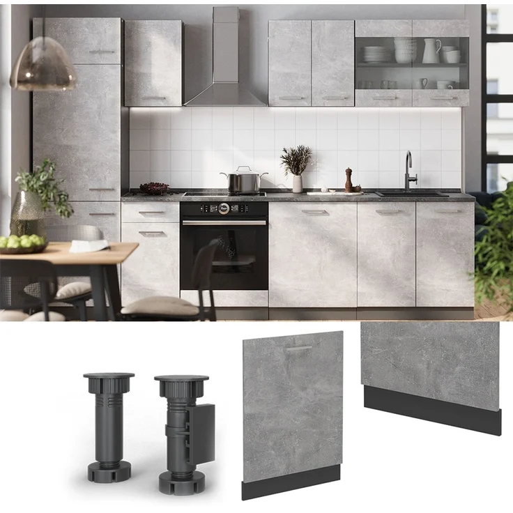 Geschirrspülblende R-Line Beton 60 cm ohne Arbeitsplatte Vicco – Bild 3