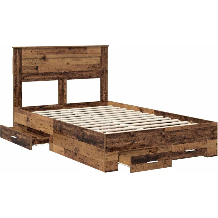 vidaXL Bettrahmen mit Kopfteil Altholz 120 x 190 cm Holzwerkstoff 3410009 – Bild 4