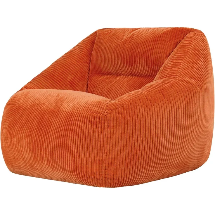 Icon Natalia Sitzsack Sessel für Erwachsene, Orange, Flauschiger Cord Stoff, Riesen Sitzsack Cord mit Füllung, Bean Bag Chair, Bequemer Sessel Wohnzimmer, Lounge, Schlafzimmer, Büro – Bild 1