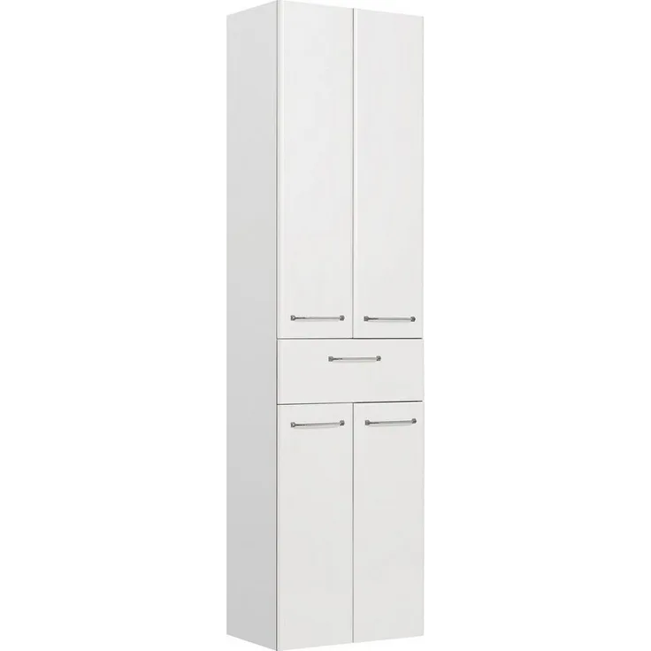 Saphir Hochschrank Quickset Badschrank 50 cm breit, 4 Türen, 1 Schublade, 3 Einlegeböden Badezimmer-Hochschrank inkl. Türdämpfer, Griffe in Chrom glänzend