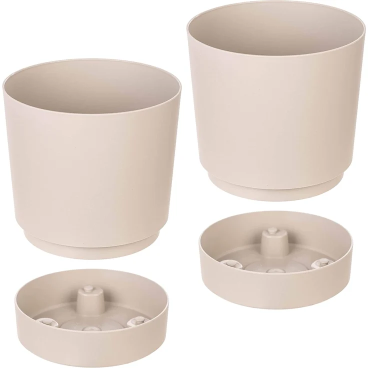 KADAX Blumentopf mit Untersetzer AURA 200 recycelt - beige 2er-Pack – Bild 6