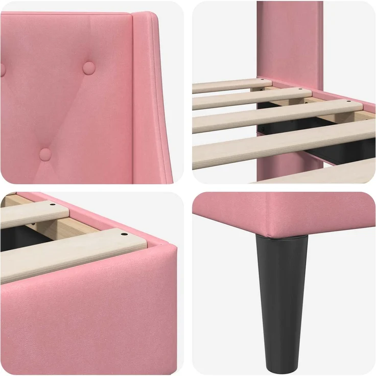 vidaXL Bettrahmen mit Kopfteil Rosa 100x200 cm Samt 42027409 – Bild 7
