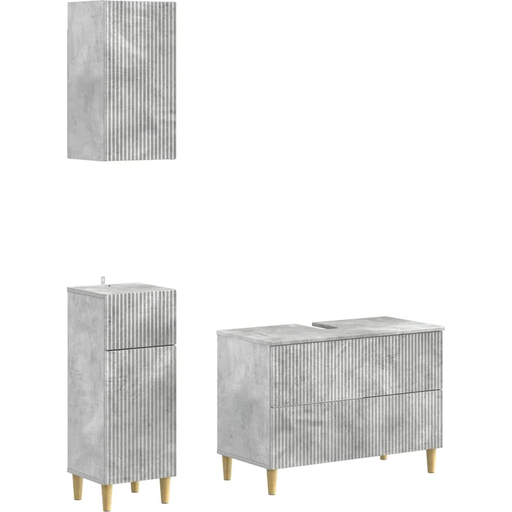 vidaXL 3-teiliges Badezimmer-Schranksystem ARNHEM Betongrau 3417768 – Bild 2