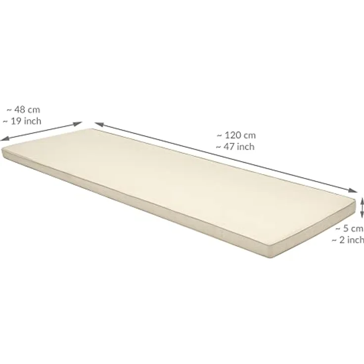 Beautissu Bankauflage Base BK Natur, 120 x 48 x 5 cm – Bild 5