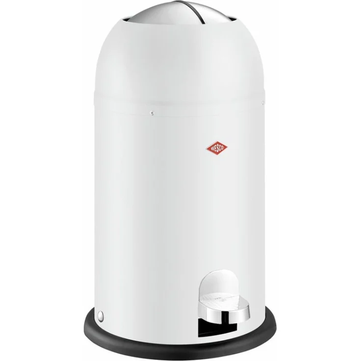 Wesco 'Kickmaster Junior' Tretabfalleimer, Stahlblech weiß matt, 12 Liter, 510x300 mm – Bild 1