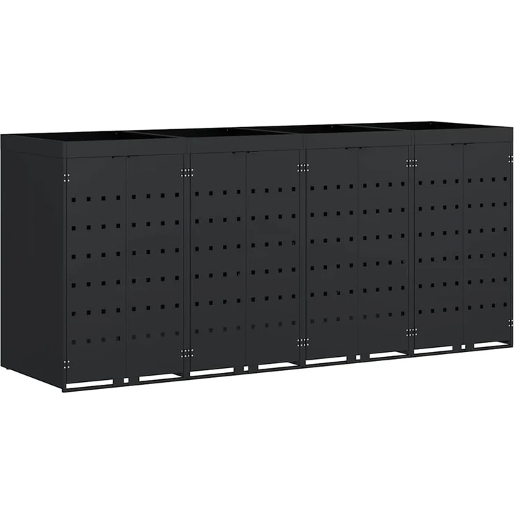 vidaXL Wagenmüllbehälter für 4 Behälter Schwarz 272 x 77,5 x 121,5 cm 3394740 – Bild 2
