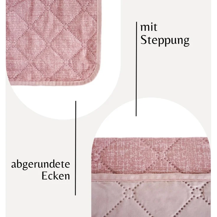 Tagesdecke 220 x 240 cm - Bett- & Sofaüberwurf mit Steppung, pflegeleicht & atmungsaktiv - Rosa – Bild 6