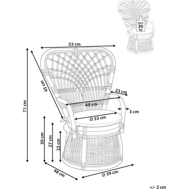 Kinderstuhl Rattan naturfarben TEMENI – Bild 3