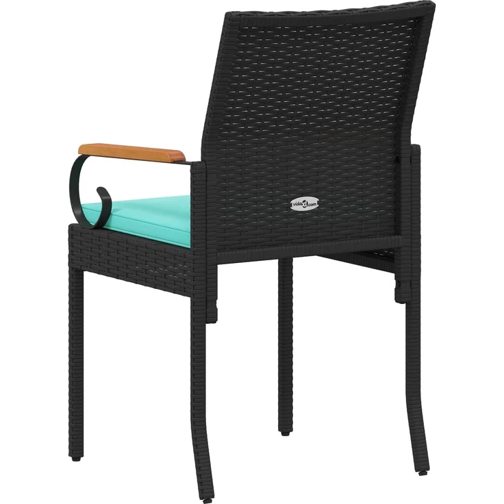 vidaXL Gartenstühle 4 Stk. Schwarz und Türkis Poly-Rattan und Akazie 42025889 – Bild 8