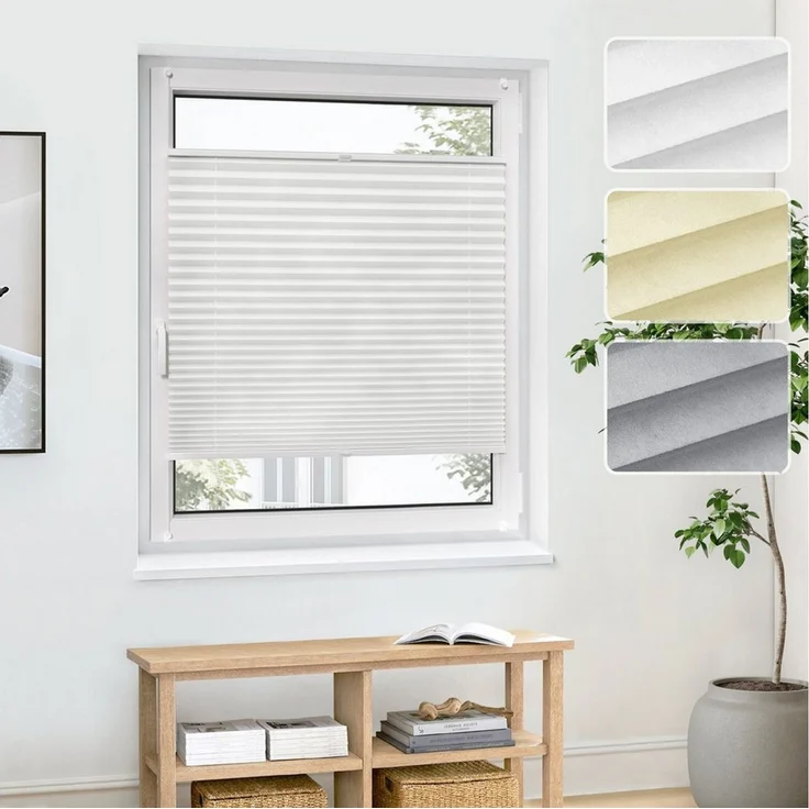jalousiescout Plissee Pure Plissee Basic, 30x100 cm, weiß, halbtransparent, ohne Bohren, klemmen, Klemmfix, halbtransparent, Polyester-Stoff ohne Bohren – Bild 2