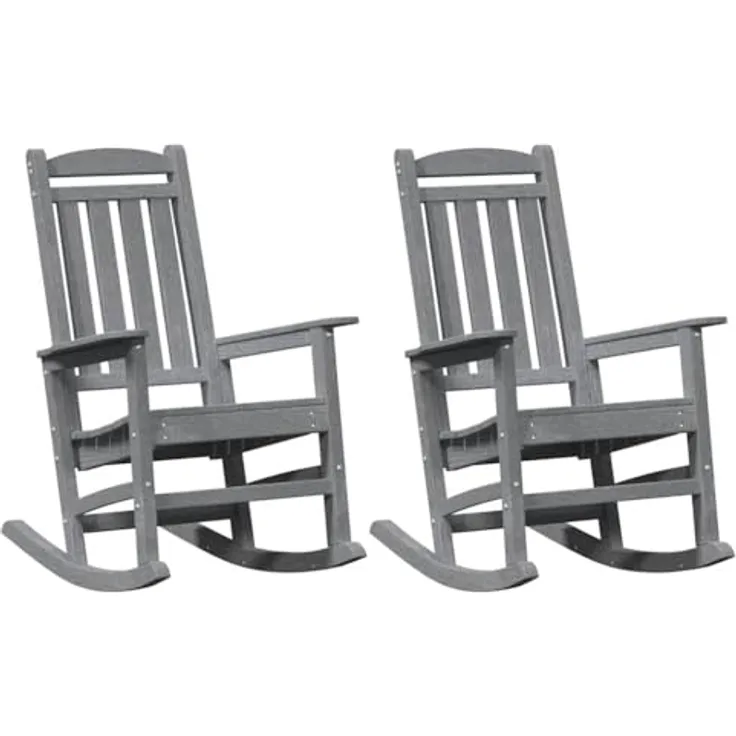 vidaXL Schaukelstuhl 2 pcs Hellgrau 92 x 70 x 108 cm Polyethylen 3335813
