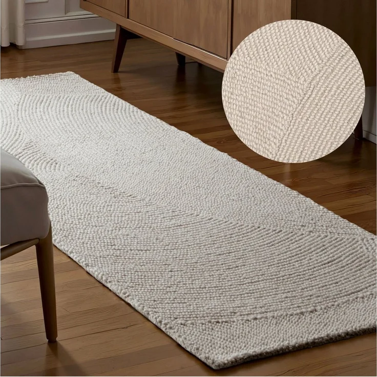 HANSE Home Wollteppich Calmio, auch als Läufer und in rund, rechteckig, Höhe: 18 mm, Handgetuftet, Wolle, Natur, Wohnzimmer, Schlafzimmer, Skandi, Hygge – Bild 2
