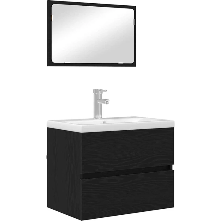 vidaXL Badezimmermöbel-Set mit Schubladen 2 pcs Schwarz Eichen-Optik 875434 – Bild 3