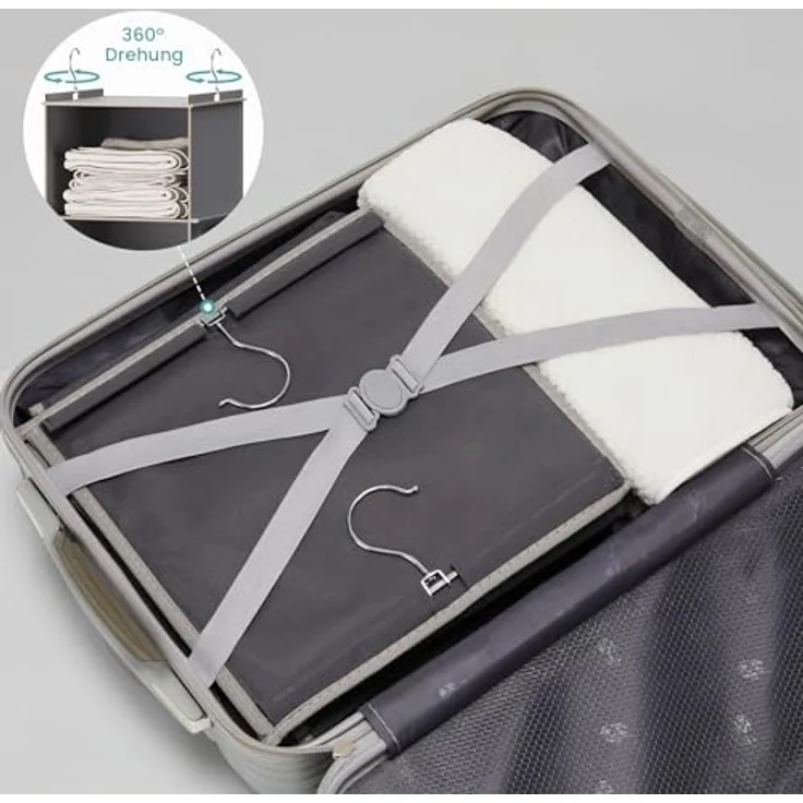 YOUDENOVA Hängeregal Schrankorganizer Stabiler 6 Fächern Kleiderschrank Organizer Ordnungssystem Hängeaufbewahrung mit MDF-Platten und Bambus-Stock verstärkt Grau – Bild 6