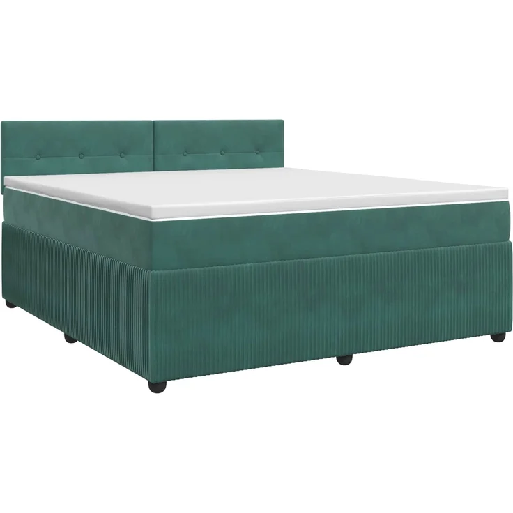 vidaXL Boxspringbett mit Matratze Dunkelgrün 140 x 200 cm Samt 3451694 – Bild 2