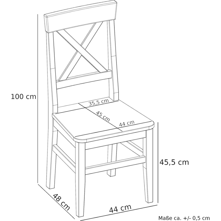 Massivholz-Essgruppe mit Tisch und 2 Stühle Kiefer 90.70-50 B -Set 23 – Bild 12