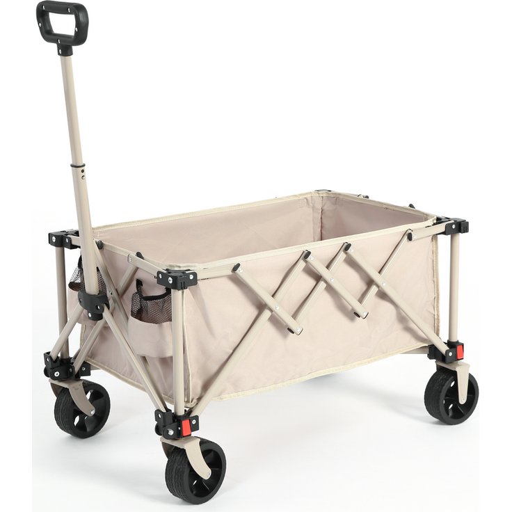 Faltbarer Bollerwagen 80L mit All-Terrain-Rädern, 77x48x45 cm, 60 kg, Beige