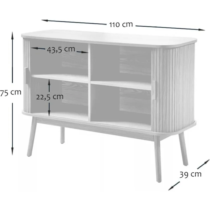 Casâme 'ERNEST' Vintage Sideboard Holzdekor 2 Schiebetüren - L110cm - Helles Holz – Bild 9