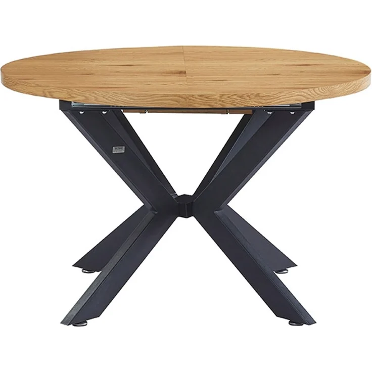 HOME DELUXE Essgruppe Rund Ausziehbar AVENTURA inkl. Sternfuß - 120-160 x 120 cm Light Oak 6 Stühle Creme – Bild 5