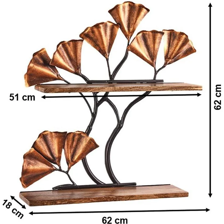 Kobolo Regal Wandregal Hängeregal Bücherregal ELARA - 2 Böden, Stück 1-tlg, 62Lx18Bx61H cm – Bild 3