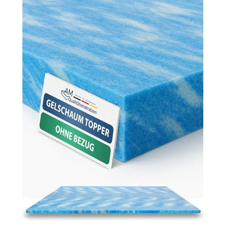 AM Qualitätsmatratzen Gelschaum Topper 120x200 cm, Oeko TEX zertifizierte Matratzenauflage mit Memory Foam für optimales Liegegefühl, Made in Germany – Bild 1