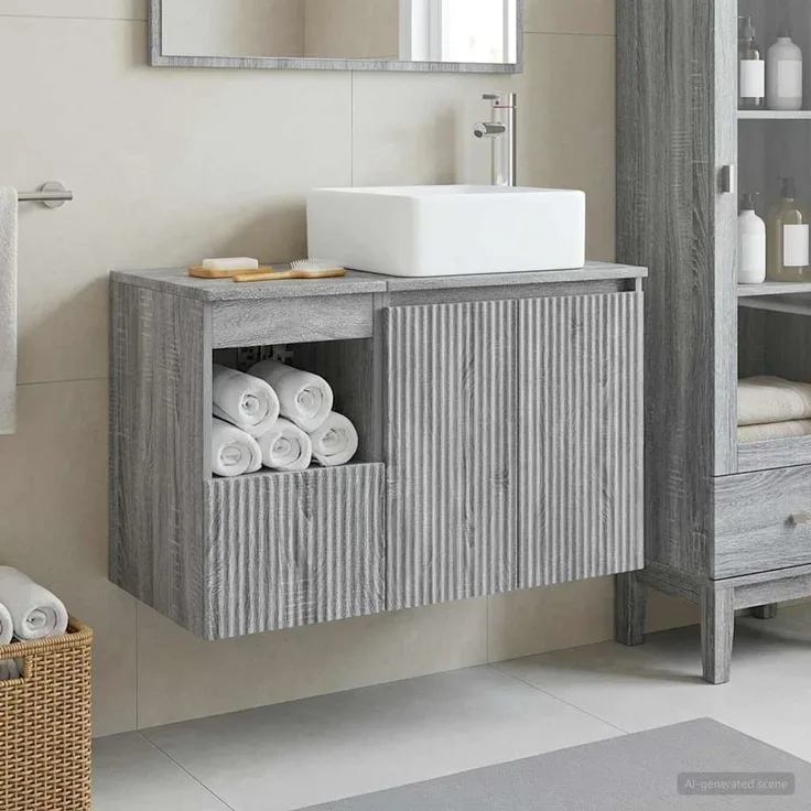 vidaXL Badezimmerschrank-Set 2 stk. Grau Sonoma 79,5 x 41 x 80 cm 3404050