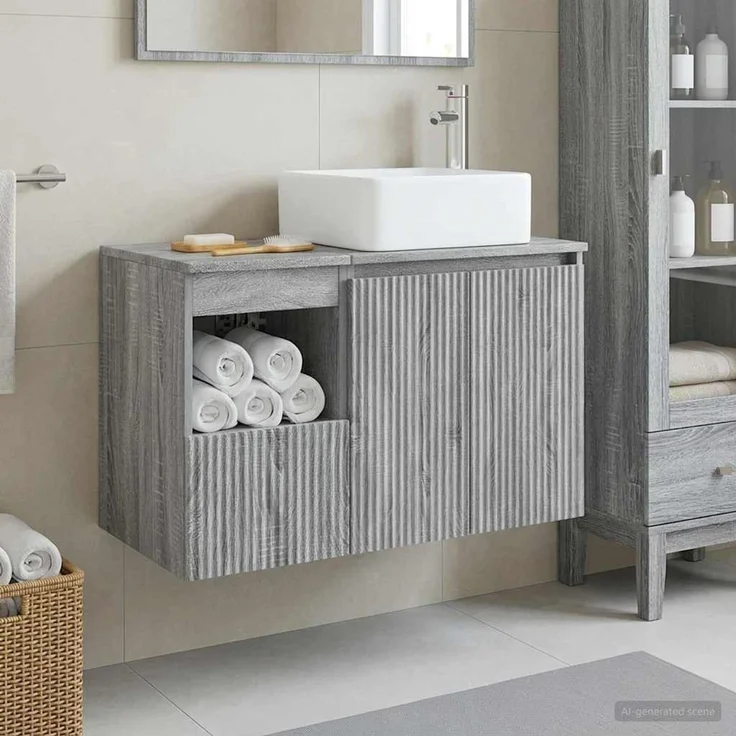vidaXL Badezimmerschrank-Set 2 stk. Grau Sonoma 79,5 x 41 x 80 cm 3404050 – Bild 1