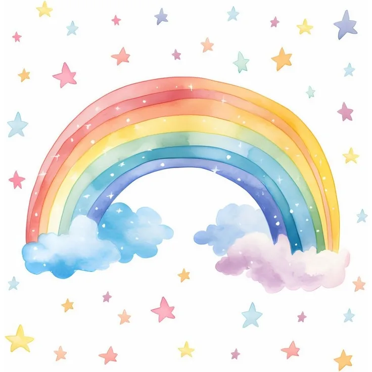 nikima Wandtattoo 251 Wandtattoo Regenbogen bunt mit Sternen Kinderzimmer Wanddeko (PVC-Folie), in 6 vers. Größen