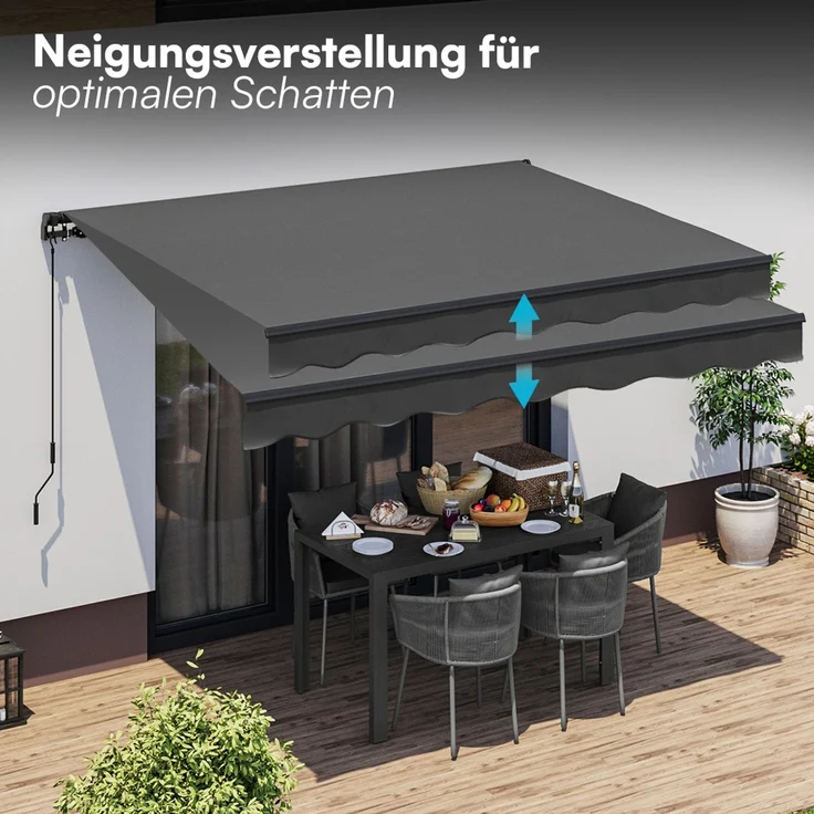 STEELSØN 'Kestria' Gelenkarmmarkise 300x250 cm, anthrazit, wetterfest und blickdicht, Markise mit Aluminium-Kassette und Wandhalterung, Balkonmarkise mit Handkurbel – Bild 5