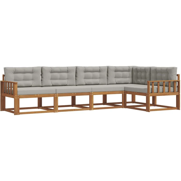 vidaXL Outdoor-Sofagarnitur 5 stk. 5-Sitzer Natur und Hellgrau 3367574 – Bild 2
