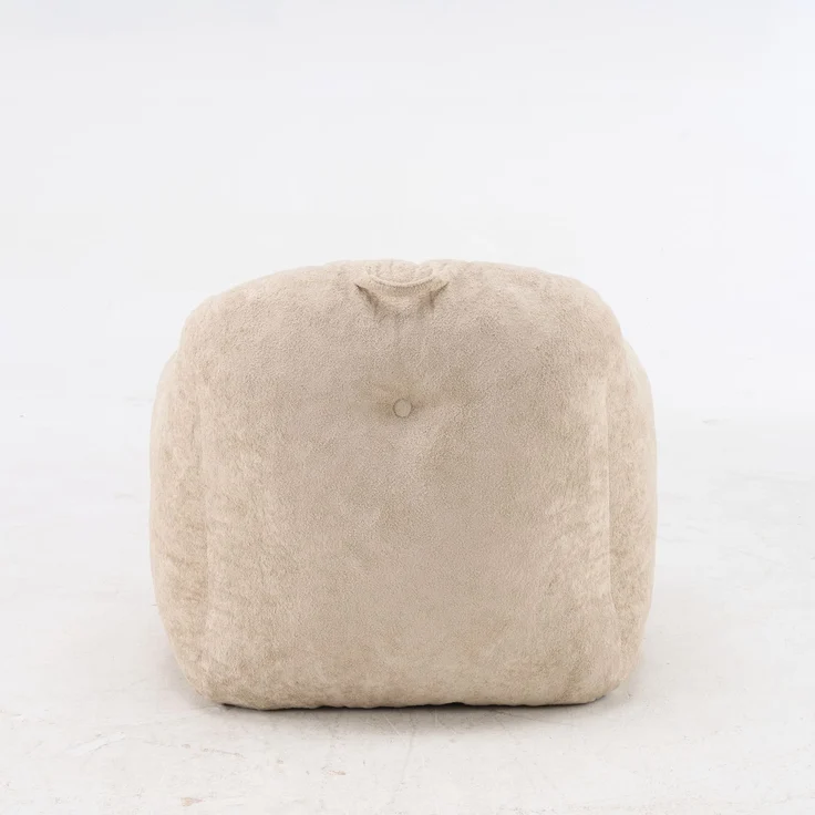 Sitzsack-Sessel mit Kunstfellbezug, Armlehnen und Schaumstoffflocken, weicher Lesesitz ohne Montage für Wohn- und Schlafzimmer, Beige – Bild 16