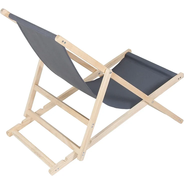 Sonnenliege Anthrazit Strandmöbel Campingstuhl Holz klappbar Faltsitz Balkon – Bild 3