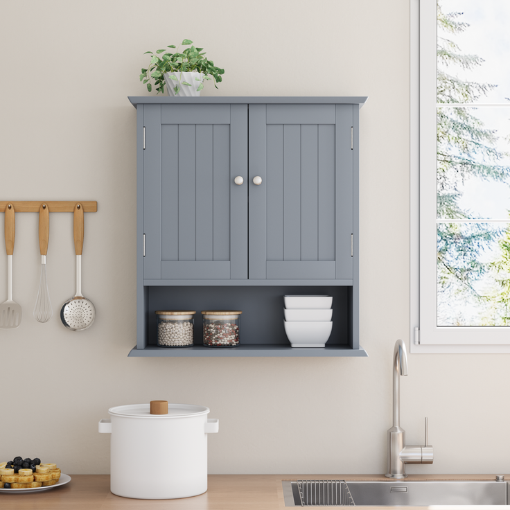 Badezimmerschrank 54,6 x 19,8 x 60 cm zur Wandmontage mit verstellbaren Einlegeböden – Bild 3