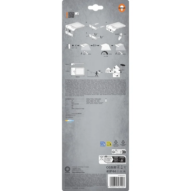 Osram LED-Außenleuchte Doorled Solar 19,2 cm kaltweiß silber – Bild 4