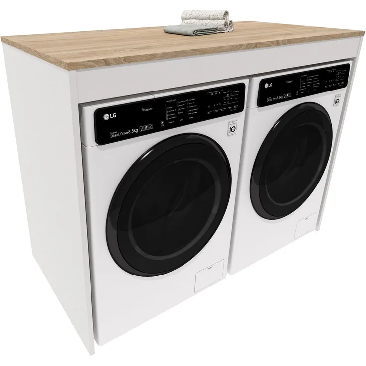 TREND WERK Waschmaschinenumbauschrank für Waschmaschine & Trockner B128,4 x T60,8 x H97 cm (Umbauschrank Badschrank, in 9 Farbvarianten für 2 Geräte nebeneinander) Doppelschrank für Waschmaschine & Trockner
